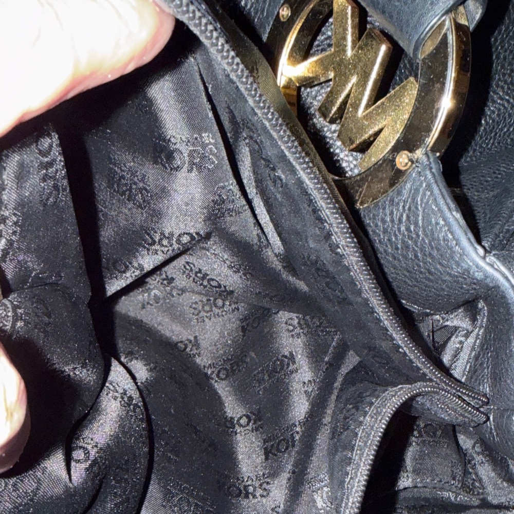 Michael Kors Black Shoulder Bag with Gold Accents - Picture 9 of 10